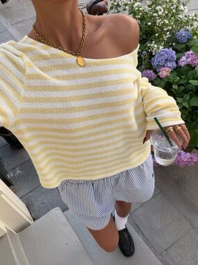 Striped Boat Neck T-Shirt